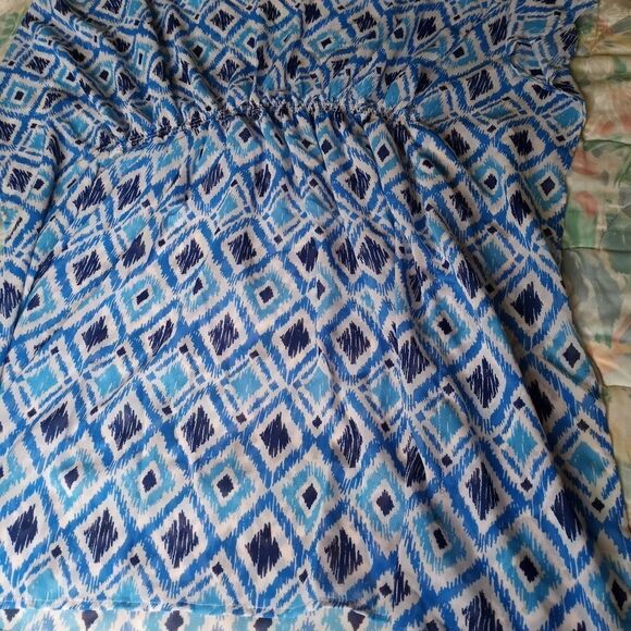 Blue Star One Size Blue White Cover Up Kimono Beach Dress - Picture 6 of 9